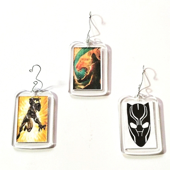 *HAPPY HOLIDAYS* (3x) Black Panther Ornaments! Double Sided. Handmade. Unisex - Picture 2 of 6
